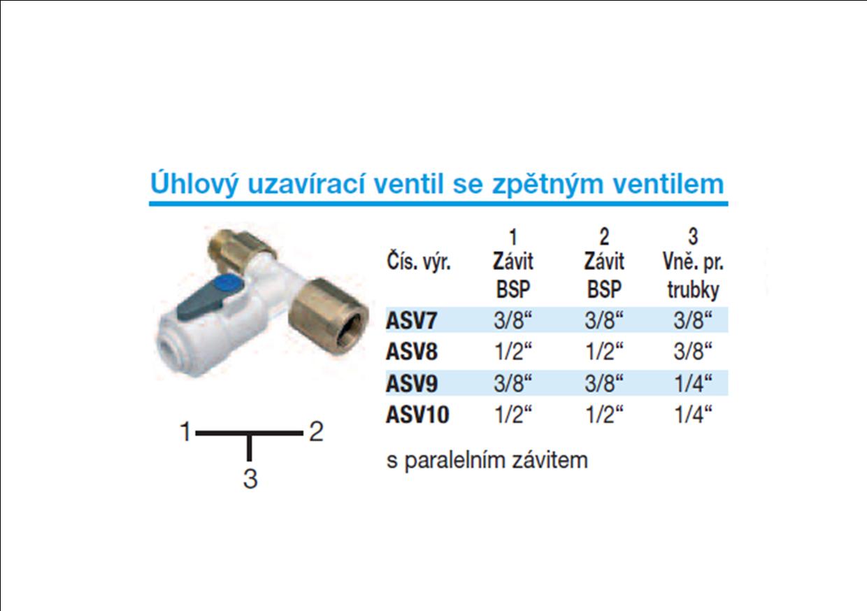 Obrázok 2 - Uzatvárací ventil rohový John Guest ASV 8 so spätným ventilom 1/2